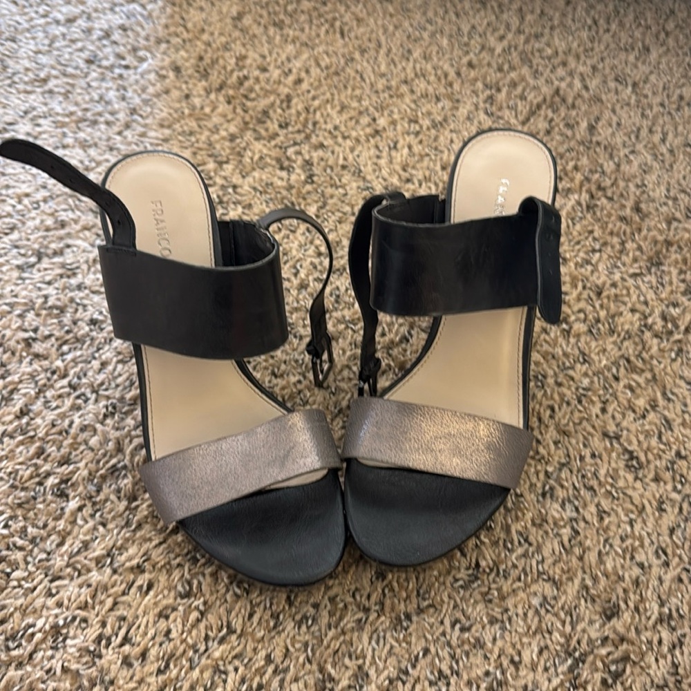 Franco Sarto Black and Gunmetal Grey Heels